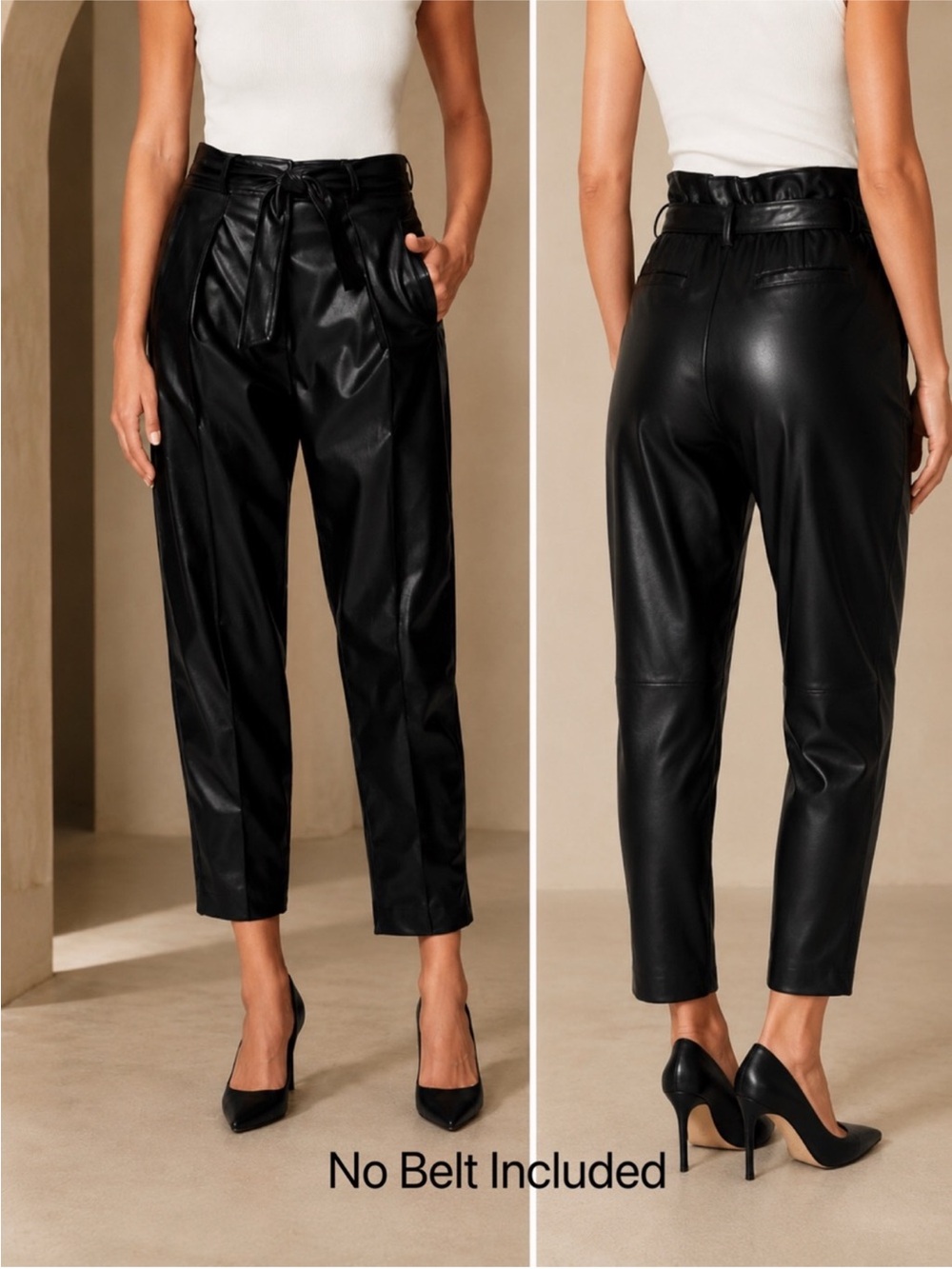Blank NYC Paperbag Waist Vegan Leather Pants Size 28 No Belt New With Tags